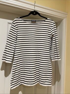 Saint James Phare Breton Striped Boat Neck Tunic Quiet Luxury Coastal Sz 10